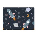 Space Background Illustration With Stars And Rocket Seamless Vector Pattern Sticker A4 (10 pack) Front