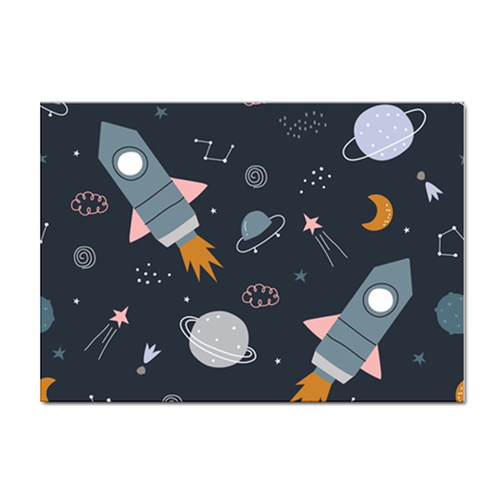 Space Background Illustration With Stars And Rocket Seamless Vector Pattern Sticker A4 (10 pack)