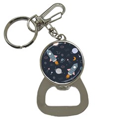 Space Background Illustration With Stars And Rocket Seamless Vector Pattern Bottle Opener Key Chain