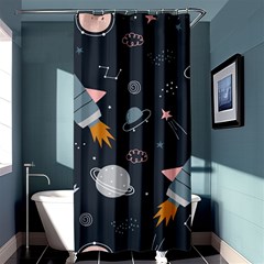 Space Background Illustration With Stars And Rocket Seamless Vector Pattern Shower Curtain 36  X 72  (stall)  by uniart180623