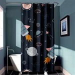 Space Background Illustration With Stars And Rocket Seamless Vector Pattern Shower Curtain 36  x 72  (Stall)  Curtain(36 X72 )