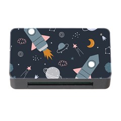 Space Background Illustration With Stars And Rocket Seamless Vector Pattern Memory Card Reader With Cf by uniart180623