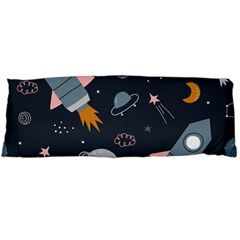 Space Background Illustration With Stars And Rocket Seamless Vector Pattern Body Pillow Case (dakimakura) by uniart180623