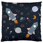 Space Background Illustration With Stars And Rocket Seamless Vector Pattern Large Cushion Case (Two Sides) Front