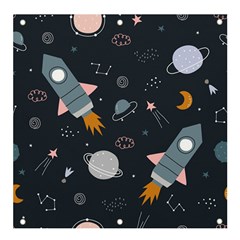 Space Background Illustration With Stars And Rocket Seamless Vector Pattern Banner And Sign 4  X 4  by uniart180623