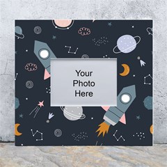 Space Background Illustration With Stars And Rocket Seamless Vector Pattern White Wall Photo Frame 5  X 7  by uniart180623