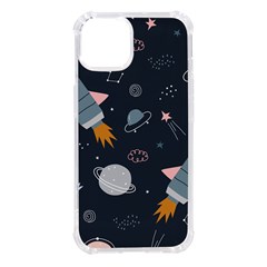 Space Background Illustration With Stars And Rocket Seamless Vector Pattern Iphone 14 Tpu Uv Print Case by uniart180623