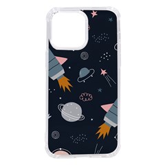 Space Background Illustration With Stars And Rocket Seamless Vector Pattern Iphone 14 Pro Max Tpu Uv Print Case