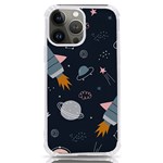 Space Background Illustration With Stars And Rocket Seamless Vector Pattern iPhone 13 Pro Max TPU UV Print Case Front