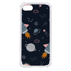 Space Background Illustration With Stars And Rocket Seamless Vector Pattern Iphone Se by uniart180623