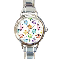 Owl Bird Round Italian Charm Watch by uniart180623