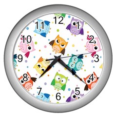 Owl Bird Wall Clock (silver)