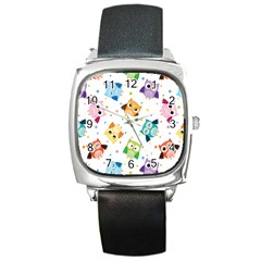 Owl Bird Square Metal Watch