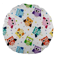 Owl Bird Large 18  Premium Flano Round Cushions by uniart180623