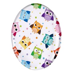 Owl Bird Oval Glass Fridge Magnet (4 Pack)