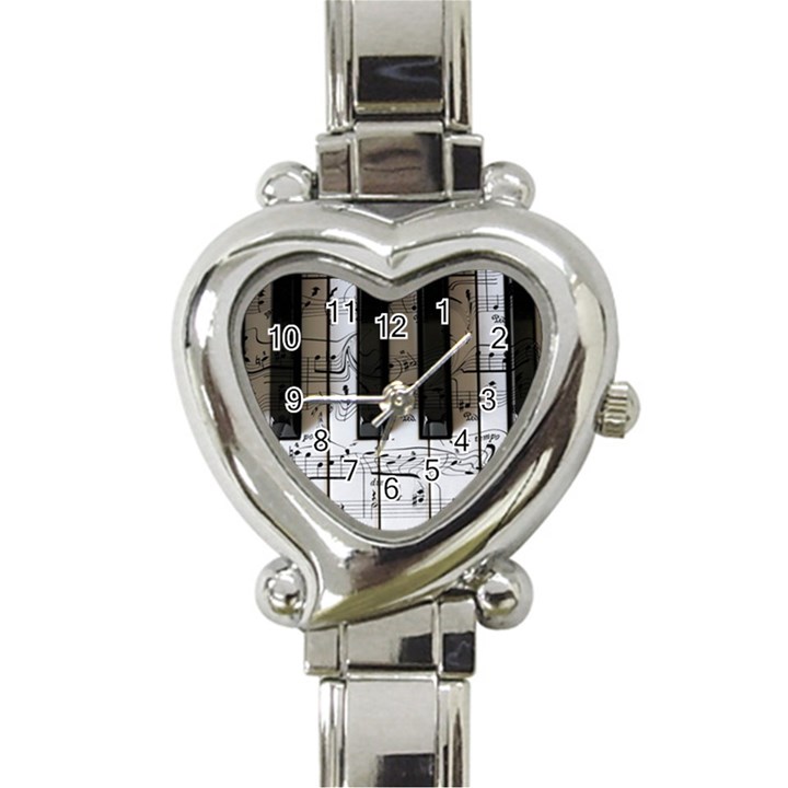 Music Piano Instrument Sheet Heart Italian Charm Watch