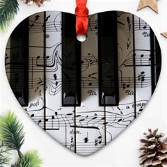 Music Piano Instrument Sheet Heart Ornament (two Sides) by uniart180623