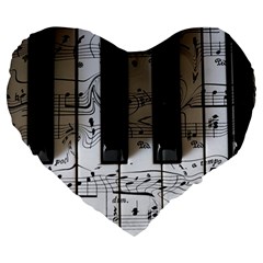 Music Piano Instrument Sheet Large 19  Premium Heart Shape Cushions by uniart180623