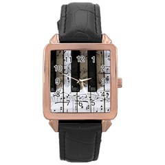 Music Piano Instrument Sheet Rose Gold Leather Watch  by uniart180623