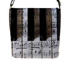 Music Piano Instrument Sheet Flap Closure Messenger Bag (l) by uniart180623