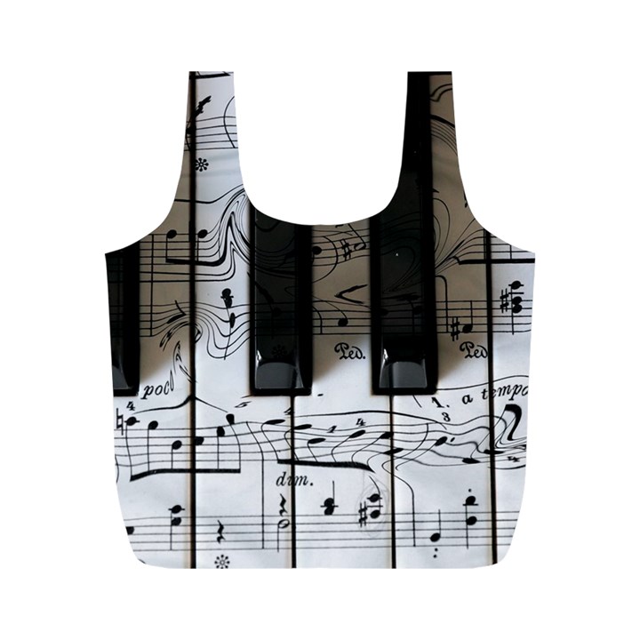 Music Piano Instrument Sheet Full Print Recycle Bag (M)