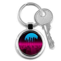 Futuristic Cityscape Key Chain (round) by uniart180623