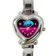 Futuristic Cityscape Heart Italian Charm Watch by uniart180623