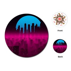 Futuristic Cityscape Playing Cards Single Design (round)