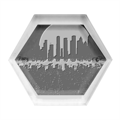 Futuristic Cityscape Hexagon Wood Jewelry Box by uniart180623