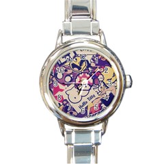 Retro Cartoon Titty Parody Round Italian Charm Watch by uniart180623