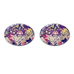 Retro Cartoon Titty Parody Cufflinks (oval) by uniart180623