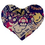 Retro Cartoon Titty Parody Large 19  Premium Heart Shape Cushions Back