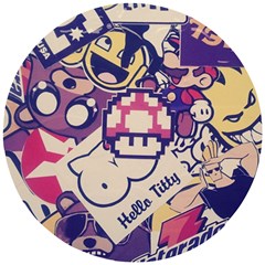 Retro Cartoon Titty Parody Wooden Puzzle Round by uniart180623