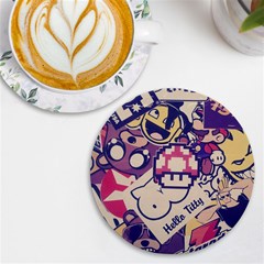 Retro Cartoon Titty Parody Uv Print Round Tile Coaster by uniart180623