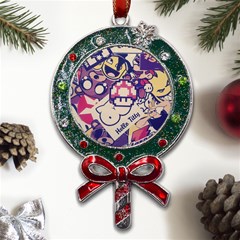 Retro Cartoon Titty Parody Metal X mas Lollipop With Crystal Ornament