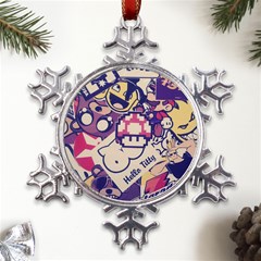 Retro Cartoon Titty Parody Metal Large Snowflake Ornament by uniart180623