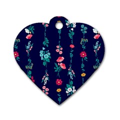 Flowers Pattern Bouquets Colorful Dog Tag Heart (two Sides) by uniart180623