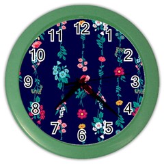 Flowers Pattern Bouquets Colorful Color Wall Clock by uniart180623