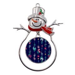 Flowers Pattern Bouquets Colorful Metal Snowman Ornament