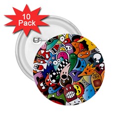 Cartoon Explosion Cartoon Characters Funny 2 25  Buttons (10 Pack)  by uniart180623