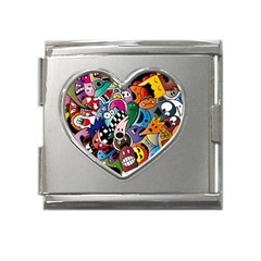 Cartoon Explosion Cartoon Characters Funny Mega Link Heart Italian Charm (18mm) by uniart180623