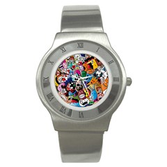 Cartoon Explosion Cartoon Characters Funny Stainless Steel Watch by uniart180623