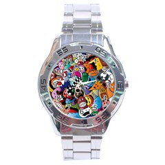 Cartoon Explosion Cartoon Characters Funny Stainless Steel Analogue Watch by uniart180623