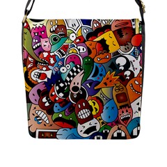 Cartoon Explosion Cartoon Characters Funny Flap Closure Messenger Bag (l) by uniart180623