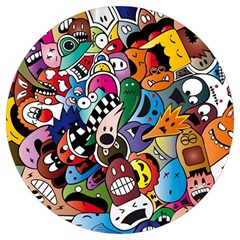 Cartoon Explosion Cartoon Characters Funny Round Trivet by uniart180623