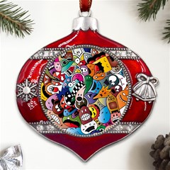 Cartoon Explosion Cartoon Characters Funny Metal Snowflake And Bell Red Ornament