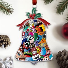 Cartoon Explosion Cartoon Characters Funny Metal Holly Leaf Bell Ornament by uniart180623