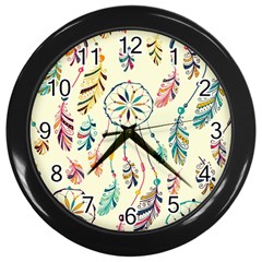 Dreamcatcher Abstract Pattern Wall Clock (black) by uniart180623