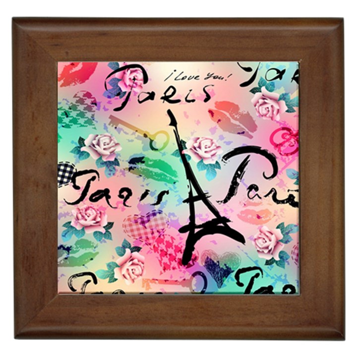 From Paris Abstract Art Pattern Framed Tile