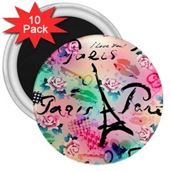 From Paris Abstract Art Pattern 3  Magnets (10 Pack)  by uniart180623